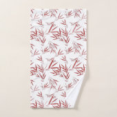 ダブルエレガントハ赤と白ピネス竹こうもり バスタオルセット (ハンドタオル)