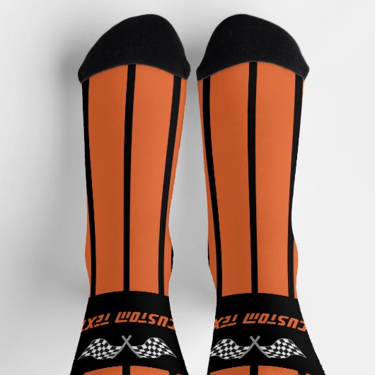 ダブルオレンジストライプ色のレーシングフラッグソックス ソックス (上部)