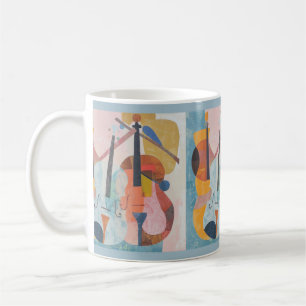 ダブルカラフルベース抽象芸術 コーヒーマグカップ