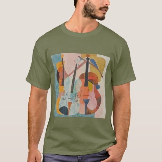 ダブルカラフルベース抽象芸術 Tシャツ (正面)