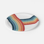 ダブルカラフルレトロスタイルレインボー装飾 ペーパープレート (アングル)