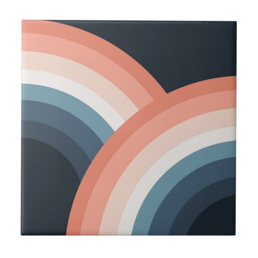 ダブルカラフルレトロスタイルレインボー タイル (正面)