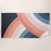 ダブルカラフルレトロスタイルレインボー ビーチタオル (正面)