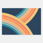 ダブルカラフルレトロスタイル虹 ラッピングペーパーシート (正面3)