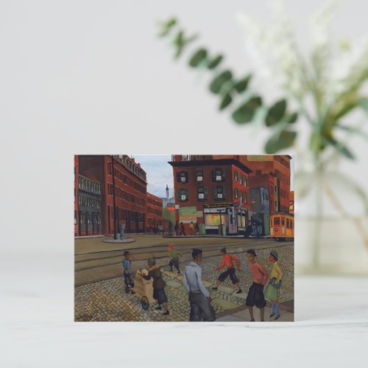 ダブルガラススクエアボストン1936ヴィンテージアーバンアート ポストカード (スタンド正面)