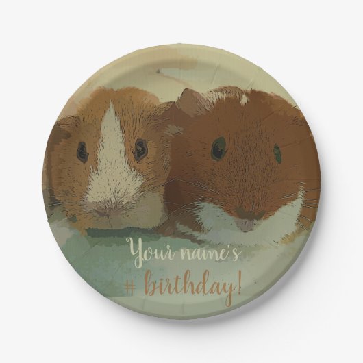 ダブルギニアピグバースデーパーティー紙プレート ペーパープレート (正面)