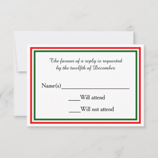 ダブルクリスマストリム – RSVPカード (正面)