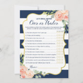 ダブルサイドネイビー金ゴールドブライダルシャワーゲームサイズ 招待状 (正面)