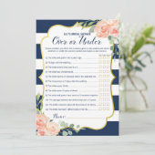 ダブルサイドネイビー金ゴールドブライダルシャワーゲームサイズ 招待状 (スタンド正面)