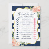 ダブルサイドネイビー金ゴールドブライダルシャワーゲームサイズ 招待状 (裏面)