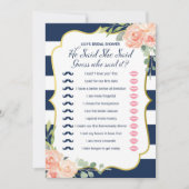 ダブルサイドネイビー金ゴールドブライダルシャワーゲームサイズ 招待状 (正面)