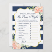 ダブルサイドネイビー金ゴールドブライダルシャワーゲームサイズ 招待状 (裏面)