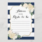 ダブルサイドフローラネイビーブライダルシャワーゲーム アドバイスカード (裏面)