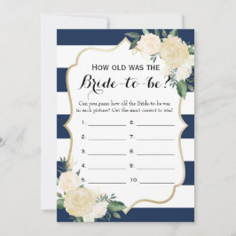 ダブルサイドフローラネイビーブライダルシャワーゲーム アドバイスカード