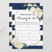 ダブルサイドフローラネイビー赤ちゃんシャワーゲーム 招待状 (正面/裏面)