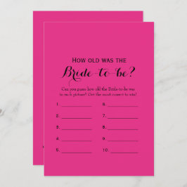 ダブルサイドホットピンクブライダルシャワーゲーム 招待状