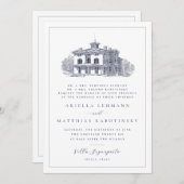 ダブルサイドヴィラデスティネーションヘブライ結婚語 招待状 (正面/裏面)