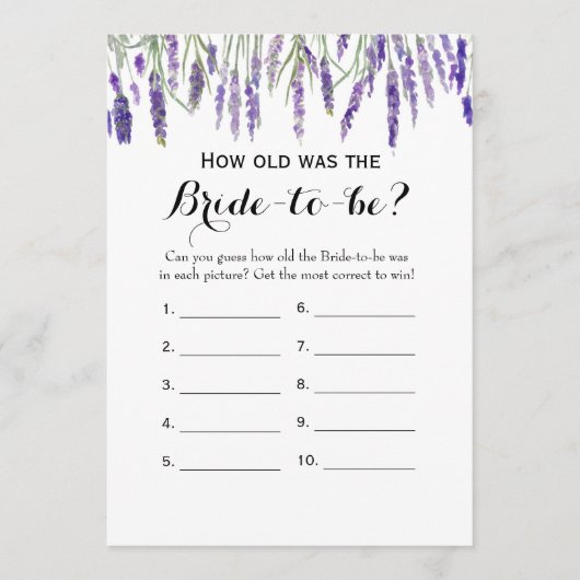 ダブルサイド – ブライダルシャワーゲームの古さ |アドバイス アドバイスカード (正面)