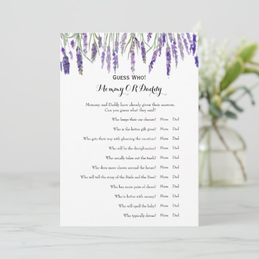 ダブルサイド – 赤ちゃんシャワーゲームの願い |誰を推測する 招待状 (スタンド正面)