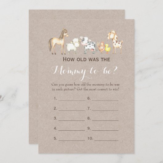 ダブルサイド – 2赤ちゃんシャワーゲーム – 歳 |アドバイス 招待状 (正面/裏面)