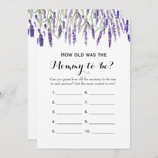 ダブルサイド – 2赤ちゃんシャワーゲーム – 歳 |アドバイス 招待状 (正面/裏面)