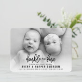 ダブルザおもしろいガールツインズ誕生のお知らせ 案内状 (スタンド正面)