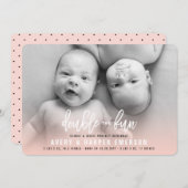 ダブルザおもしろいベビーガールツインズ生誕発表 案内状 (正面/裏面)
