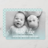 ダブルザおもしろい男の赤ちゃんツインズ誕生のお知らせ 案内状 (正面/裏面)