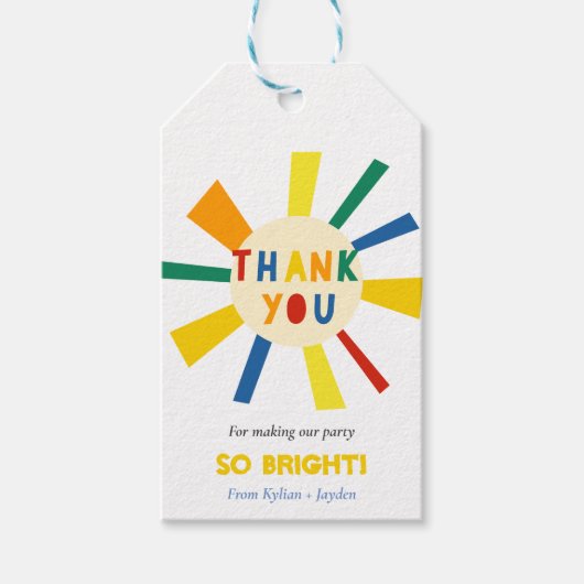 ダブルザサンシャインツインズ誕生日サンキューユーラベル ギフトタグ (正面)