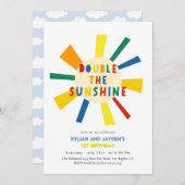 ダブルザサンシャインツインズ誕生日招待状 招待状 (正面/裏面)