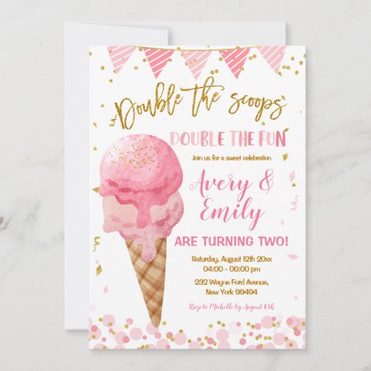 ダブルザスクオプスツイン兄弟姉妹バースデーパーティー 招待状 (正面)