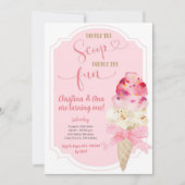 ダブルザスクープのアイスクリームツインズ誕生日 招待状 (正面)