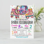 ダブルシスターズの誕生日を祝うローラースケートパーティー 招待状 (スタンド正面)