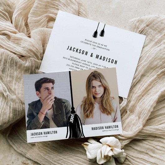 ダブルジョイント卒業タッセルパーティの招待状 招待状