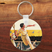 ダブルスのテニス試合 キーホルダー (正面)