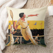 ダブルスのテニス試合 クッション (ブランケット)