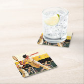 ダブルスのテニス試合 スクエアペーパーコースター (インサイチュ)