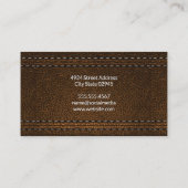 ダブルステッチのブラウンレザー背景 名刺 (裏面)