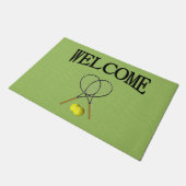 ダブルステニススポーツテーマグリーン ドアマット (アングル)