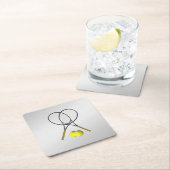 ダブルステニススポーツテーマシルバー スクエアペーパーコースター (インサイチュ)