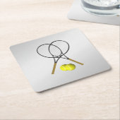 ダブルステニススポーツテーマシルバー スクエアペーパーコースター (アングル)