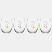 ダブルステニススポーツテーマ ステムなしワイングラス (正面)