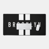 ダブルストライプ名前をカスタムするレーシングファンレースクラシック デスクマット (キーボード&マウス)