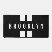 ダブルストライプ名前をカスタムするレーシングファンレースクラシック デスクマット (正面)