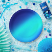 ダブルストリップムーンライグラデーショントエフェクト青 ペーパープレート (パーティー)