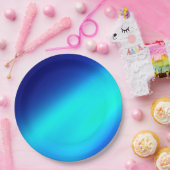 ダブルストリップムーンライグラデーショントエフェクト青 ペーパープレート (パーティー)