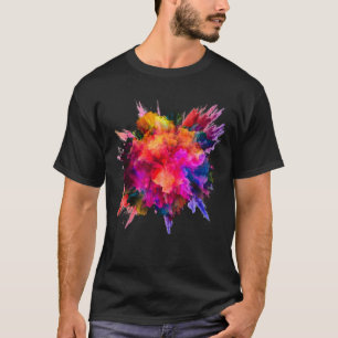 ダブルス絵を描プスプラッシュ超鮮やかな明るいデザイン Tシャツ
