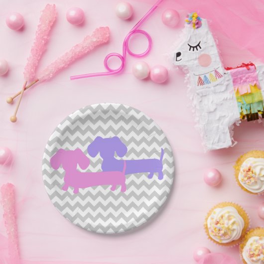 ダブルダックスフントウィーナードッグパーティー ペーパープレート (パーティー)