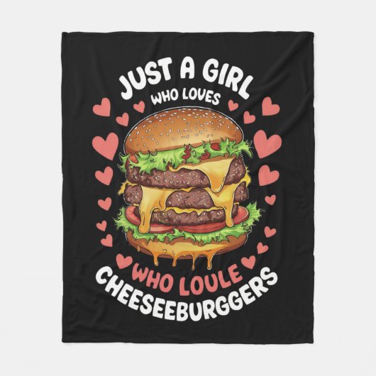 ダブルチーズバーガーが大好きな女の子 フリースブランケット (正面)