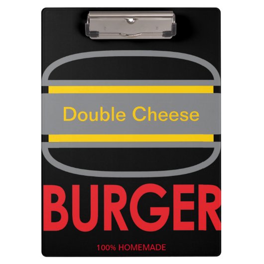 ダブルチーズバーガーアイコンおもしろい クリップボード (正面)